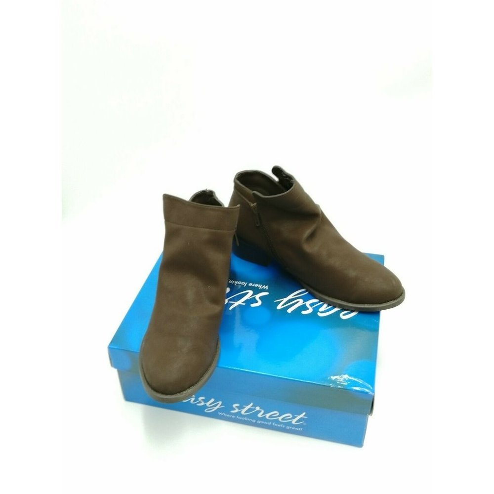 Easy Street Gusto Ankle Booties Boots Matte Brown Women's US 8.5 New